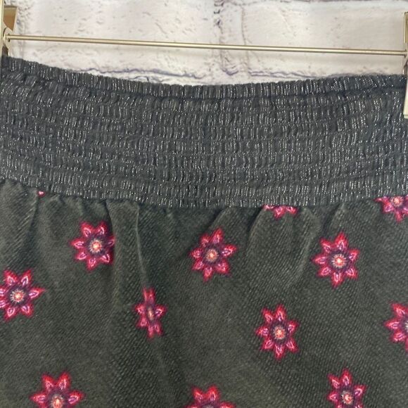Free People Floral Boho Corduroy Shirred Elastic Waist Colourful Y2K  Mini Skirt - Picture 4 of 10